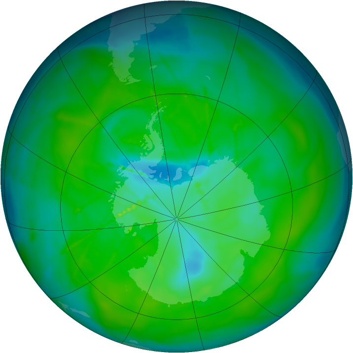 Antarctic ozone map for 18 December 2009